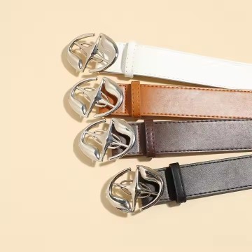 Korean Retro Smooth Buckle Fashion Belt for Men and Women