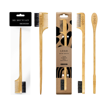 Beauty Tools: Double-Sided Hair Edge Control Comb, Bamboo Hairbrush & Eyeliner Brush for Styling