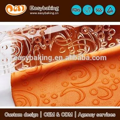 Safe used crescent pattern impression acrylic rolling pin for DIY fondant cake decorating