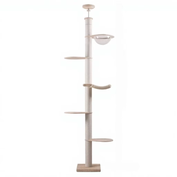 Durable Solid Wood Modern Cat Tree Tower Scratching Post Indoor Climbing Condo Strong Base Premium Furniture