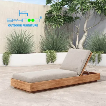 Customizable Teak Wood Modern Pool Lounger - All Weather High-End Sunbed