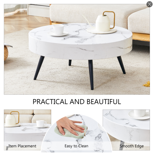 Modern MDF Round Coffee Table for Living Room