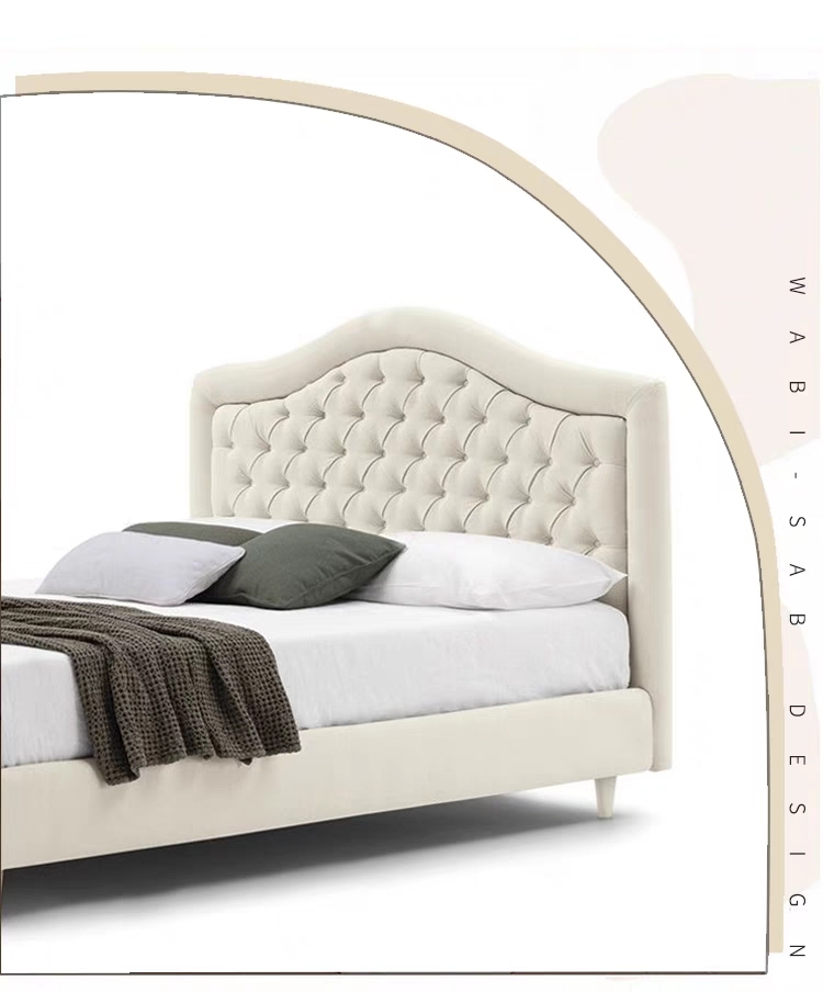 Luxury Upholstered Leather Fabric Bed Hotel Bedroom Furniture Queen King Size Modern Home Frame Wood Beds
