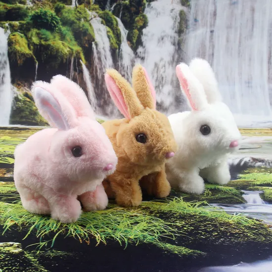 Factory direct selling rabbit can jump to simulate electric animal lovely plush toy rabbit pet  kids electric toy
