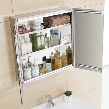 Stainless Steel Bathroom Mirror Cabinet with LED Lighting