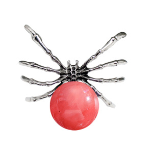 Cherry Quartz 16MM Ball Antique Silver Spider Pendant (47x40mm) for DIY Making Jewelry