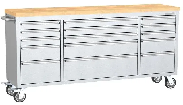 Red 15-Drawer Metal Workbench with Wheel
