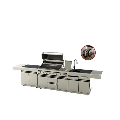 Wholesale Outdoor Kitchen Cabinet Built in Gas BBQ Grill with Refrigerator