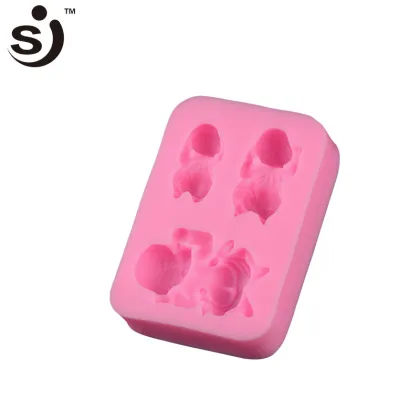 Lively baby is playing fondant mold cake