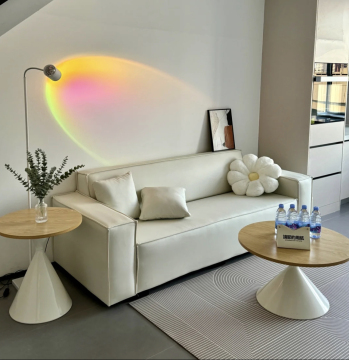 Modern Wooden Coffee Table with Disc Base for Living Room