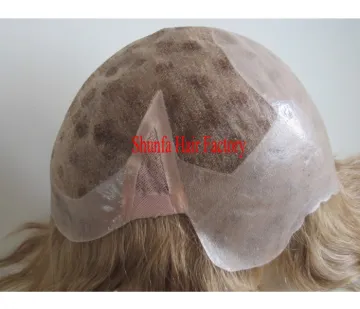 Wholese super thin skin full cap 100% human hair men's toupee,women toupee blonde