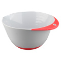 White Plastic Mixing Bowl-Red Rubber Grip Handle