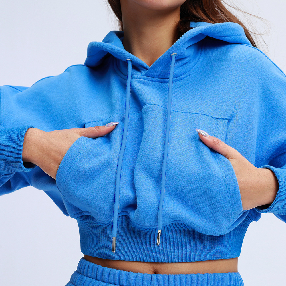 Womens Cropped Hoodie Tracksuit Set