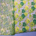 Tessuto verde jacquard floreale in neopaque