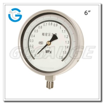 High quality 160mm stainless steel calibrated pressure gauge