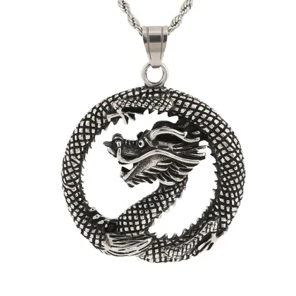 KALEN Men's Punk Stainless Steel Chinese Dragon Pendant