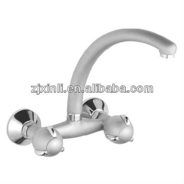 High Quality Dual Lever Brass Kitchen Sink Faucet, Polish and Grey Color