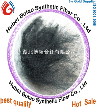 Black recycled PET/polyester staple fiber for automotive interior low shrinkage