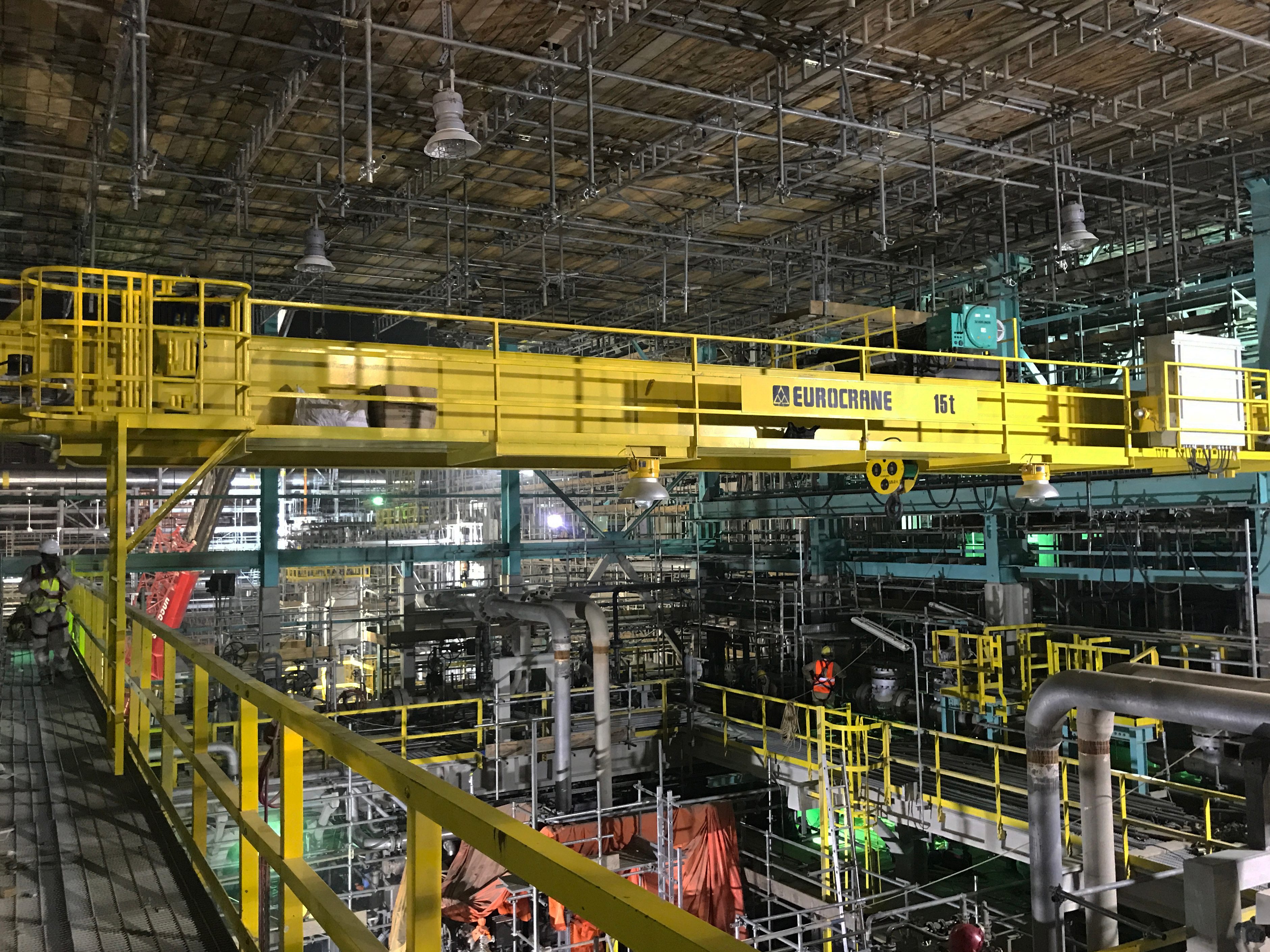 Eurocrane 5t European standard explosion-proof overhead crane installation inside industrial manufacturing facility