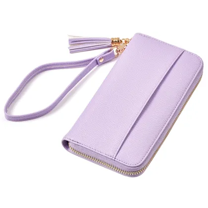 Customized High Quality Zipper Long Wallet with Wrist Strap - European & American Style