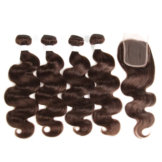 Cheapest price 4# color 100% Remy human hair weft Silky body wave and soft hand feeling for girls
