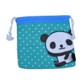 Bolsa de tela azul de algodón con logo de panda