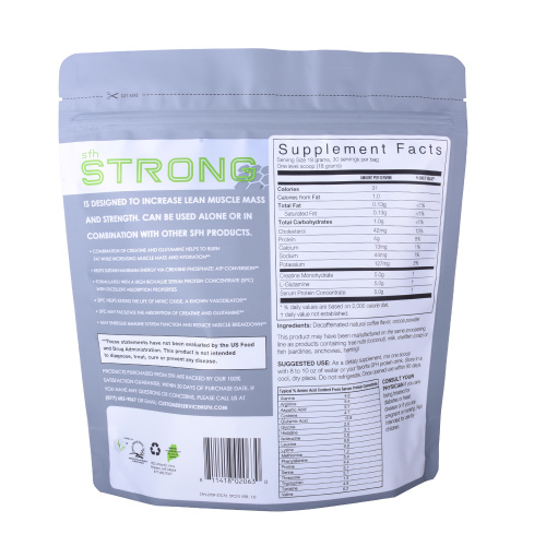 Borsa per imballaggio in polvere proteica biodegradabile con stampa personalizzata