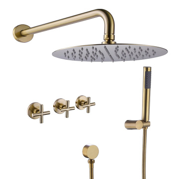 Antique Brass Bathroom Three Handle Shower Fixtures