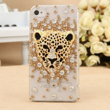 Hot Sale Leopard Head With Diamond Phone Protective Case