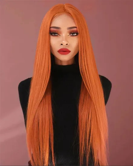 Wholesale Quality Factory Price Long Straight Wig Pastel Color Cosplay Halloween Lolita Synthetic Hair Orange Straight Wigs