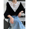women's autumn french court style lace top