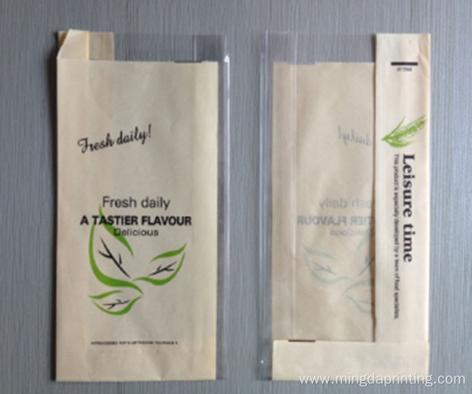 Blank oil proof with film window paper bag