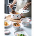 Fresh Peach Ceramic Dinner Plate Set And Dishes Milk Pot Creative Rice Soup Bowl Steak Sushi Plate Household Breakfast Set