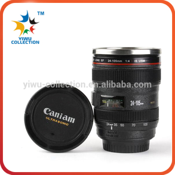 Made in China superior quality black new design camera lens coffee cup