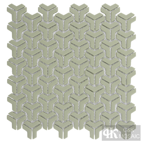 Light Green Chevron Glass Mosaic Wall Tile