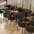カフェレストラン用のテーブルセット付きの木製レストラングリーンレザーブースの座席をカスタマイズする
