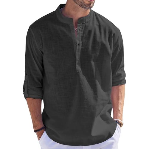 Camiseta de hombres de alta calidad Camisa casual Camisa negra