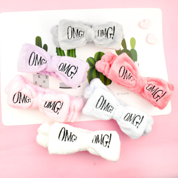 New Letter"OMG" Flannel Soft Bow Headbands for Women Girls Turban Cute Hair Holder Hairbands Hair Band Headwear Hair Accessories