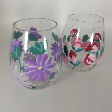 Personalized Hand Painted Stemless Wine Glass Tumbler