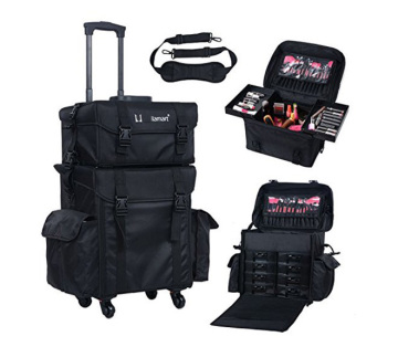 Nylon Black Rolling Makeup Case Trolley for Professional Make Up Artists