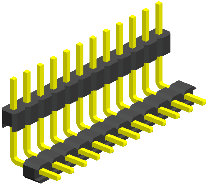 En-tête de broche de 2,0 mm en tête unique Plastique double à travers le trou droit d&#39;angle droit