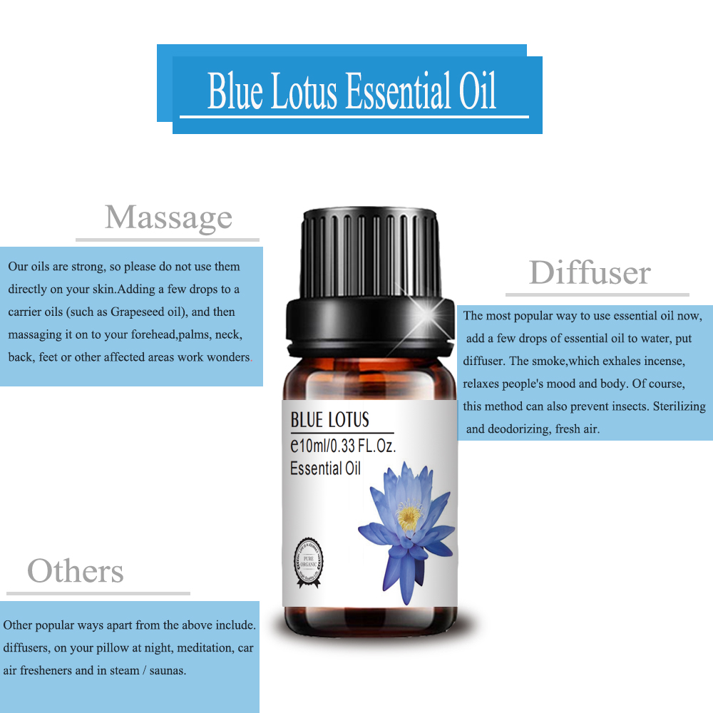Masaje de aceite de loto azul de alta calidad cosmética para aroma
