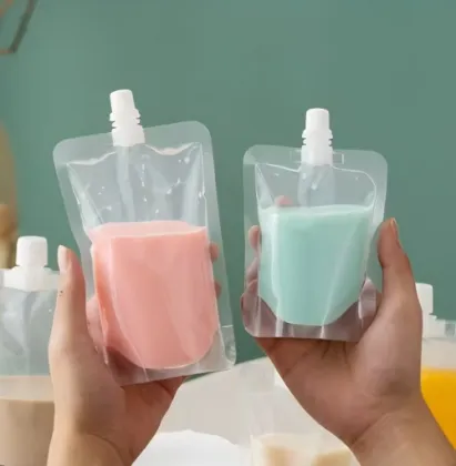 Food Grade Transparent Spout Bag for Juice Milk Liquid Foods