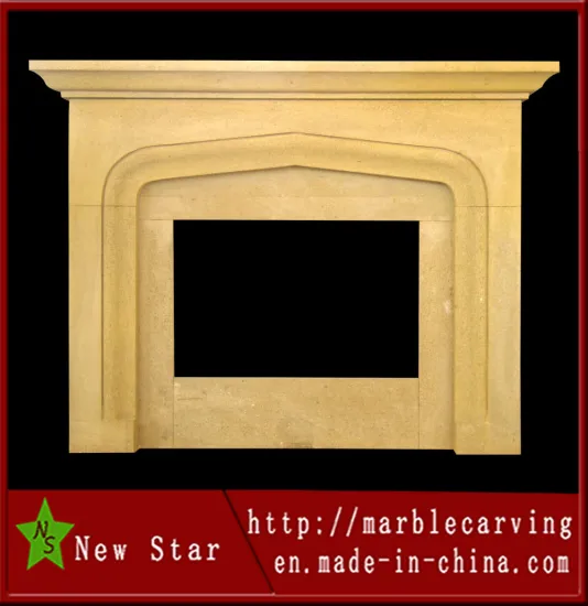 Beige Limestone Granite Fireplace Marble Fireplace Mantel Surround