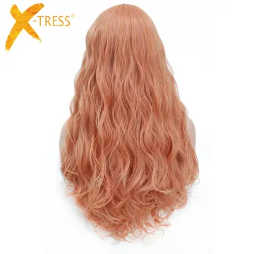 X-TRESS Silky Middle Part Per Plucked Synthetic Hair Wigs High Temperature Fiber Wigs For Women Machine Made Natural Hair Wigs