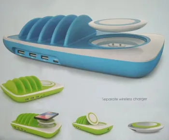 4 USB Charging Station With Separate Wireless Charger