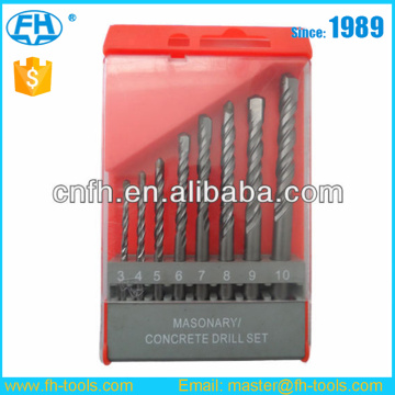 plastic box packing 8 Pcs Round Shank Single Flute Masonry Drill Bit Set for concrete