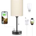 Bedside Table Lamp With USB And Outlet
