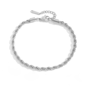 14k Gold-Plated Stainless Steel Twist Chain Anklet - Wholesale Women's Leg Chain and Ring