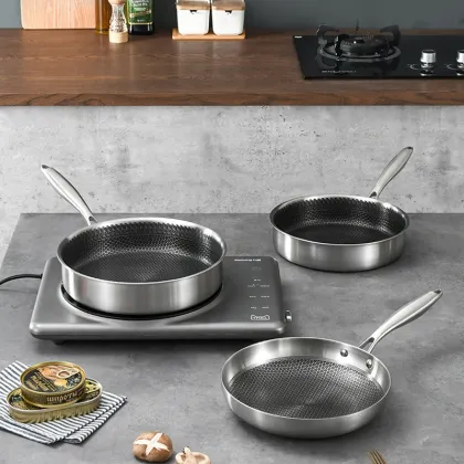 316 Frying Pan Non-Stick Honeycomb Coating Cookware 304 Stainless Steel Frying Pan